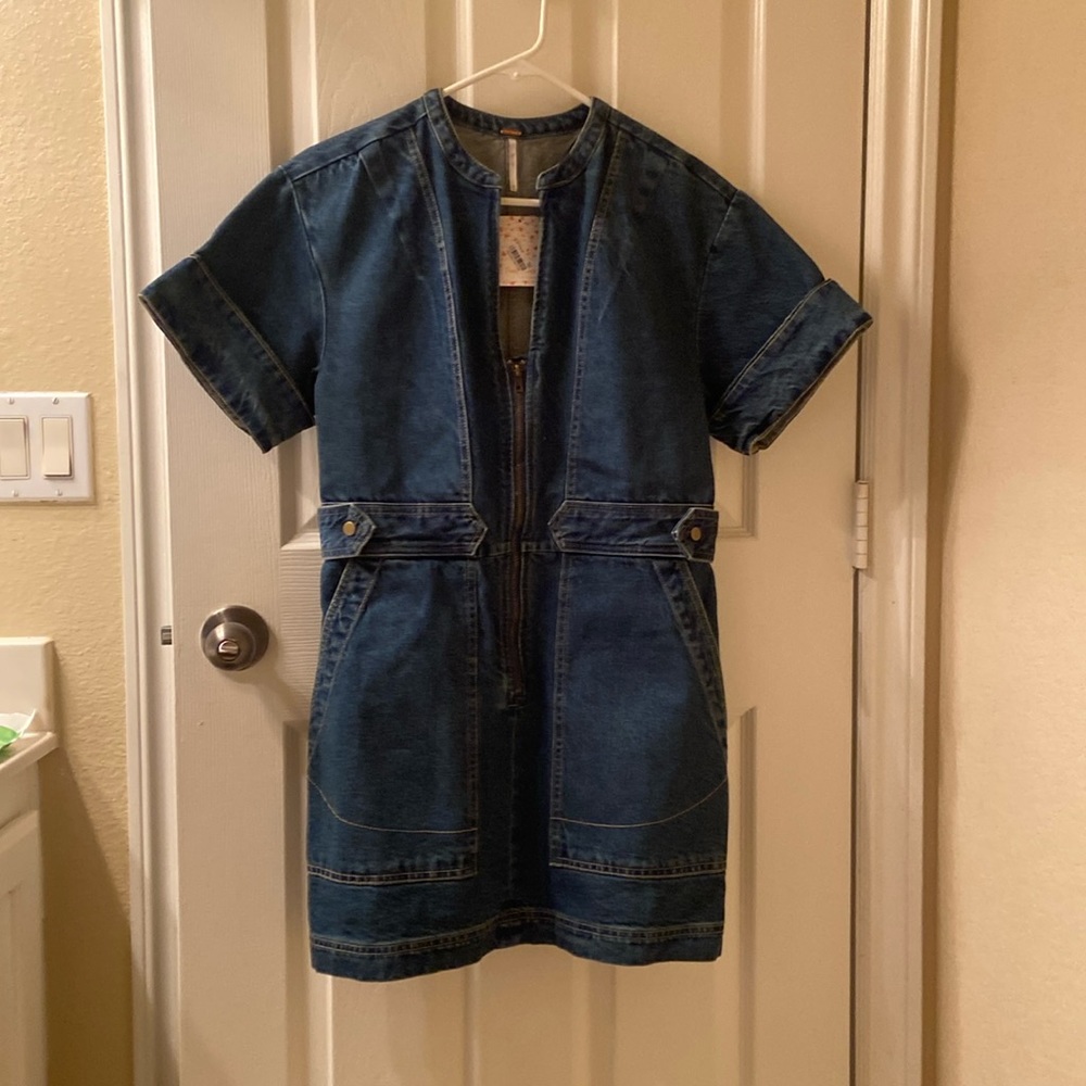 Free People Denim Dress Zipper Size M